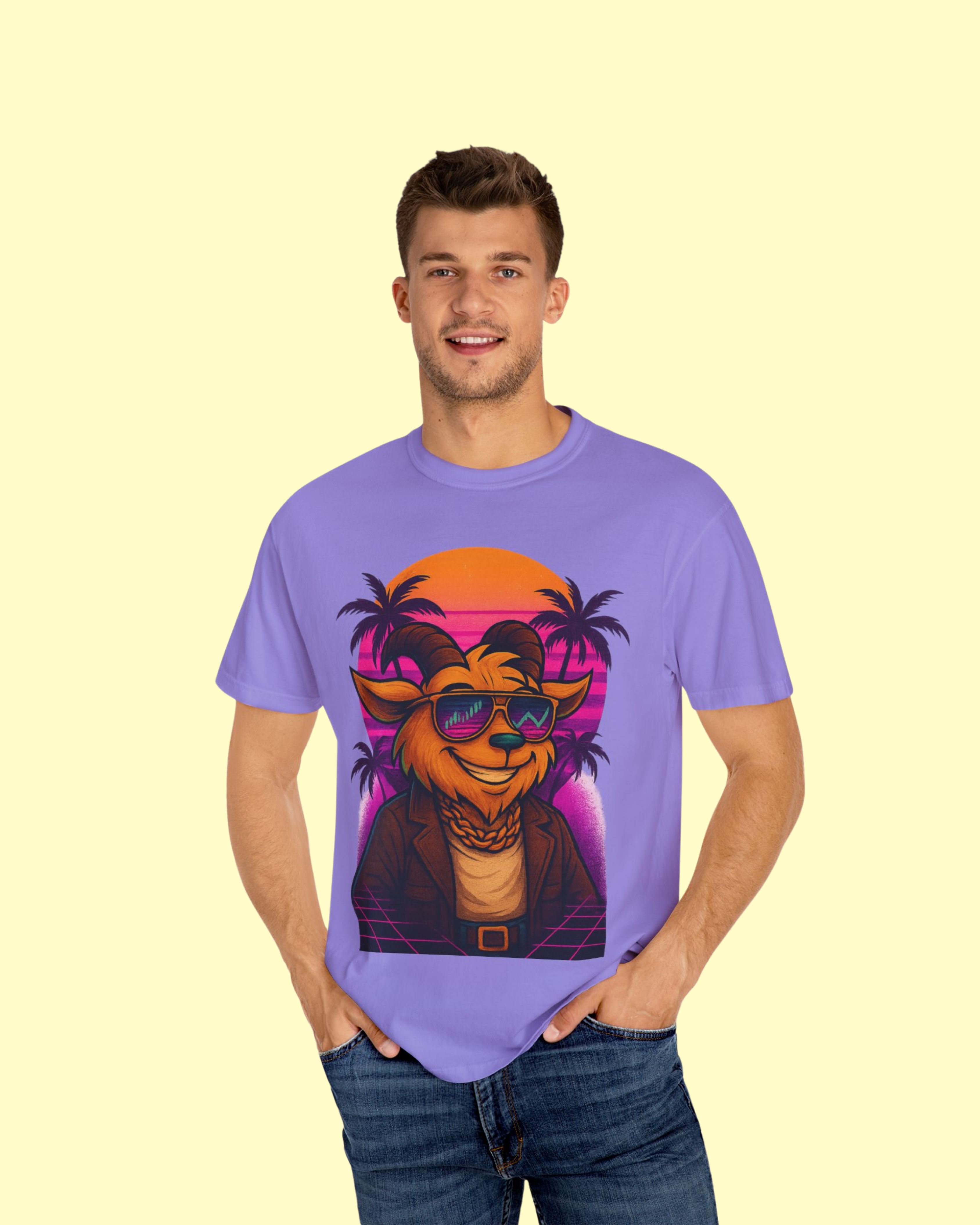 LIMITED EDITION GARMENT-DYED MALE PURPLE T-SHIRT
